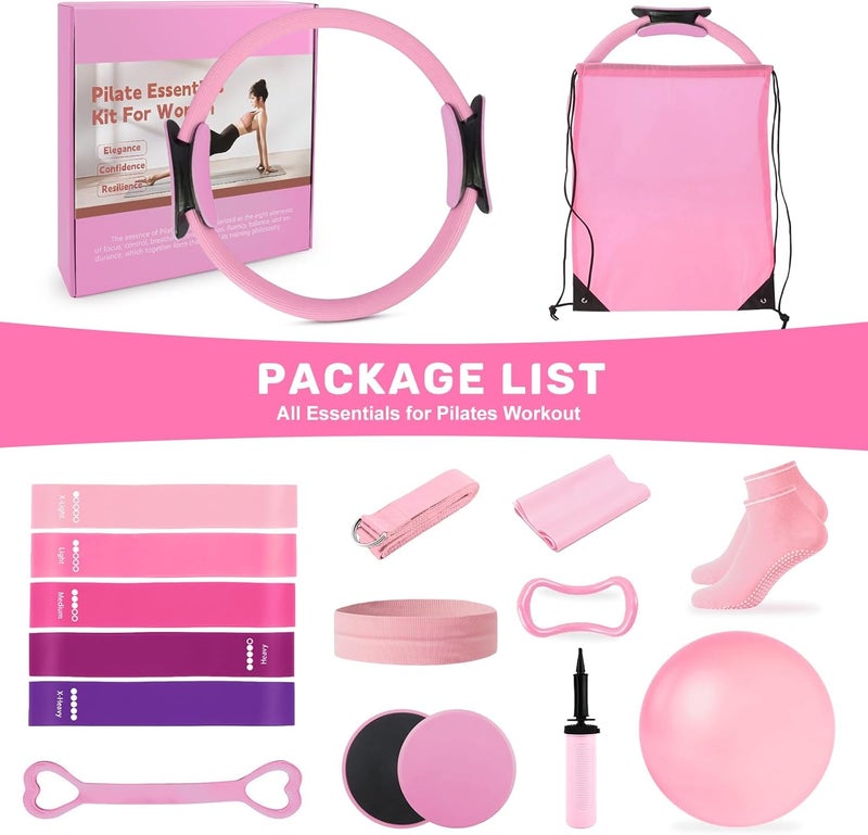 DOLZO Pilates Ring Set for Women – Home Pilates Equipment Kit with 12.5" Pilates Ring,Mini Ball,5 Resistance Bands, Sliders & Grip Socks – Complete Starter Set for Toning,Strength & Flexibility - Image 2